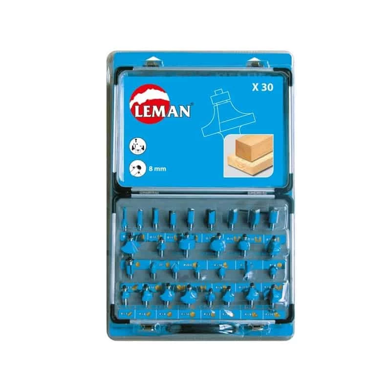 Fraise à Bois & Mèche Spéciale LEMAN Coffret 30 Mèches De Défonceuse Assorties Queue 8mm - 42870030 1 Fraise à Bois & Mèche Spéciale LEMAN Coffret 30 Mèches De Défonceuse Assorties Queue 8mm - 42870030